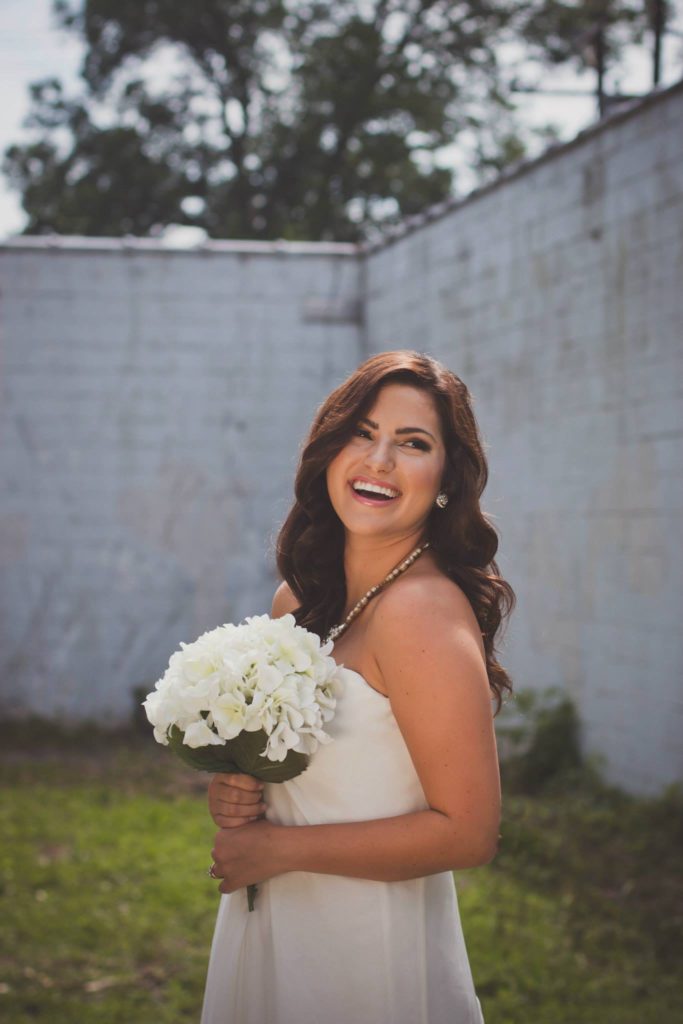 Romantic bridal hair and makeup for a Tampa garden wedding